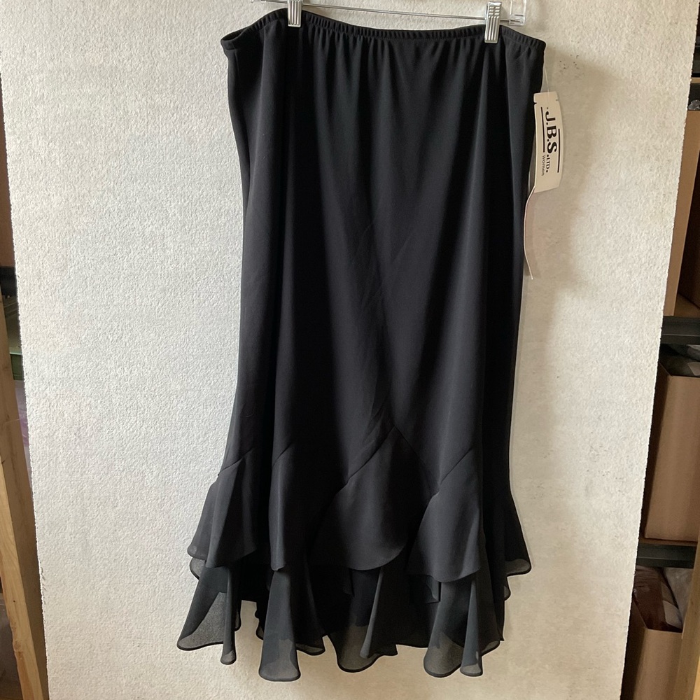 J.B.S. Black Asymmetrical Ruffle Hem Skirt